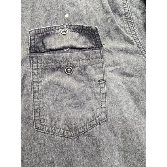 Livergy Mens Long Sleeve Denim Western Shirt Black Faded Cotton XL 43/44 - Picture 7 of 12